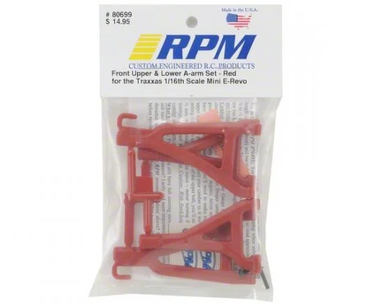 RPM Front Arms For Traxxas 1:16 Mini E-REVO - Red &mdash; image 2 of 3