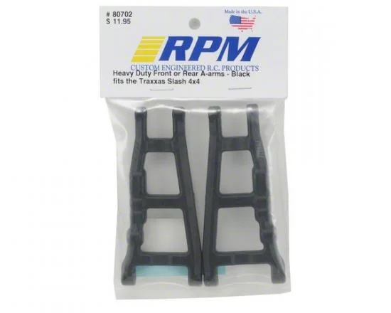 RPM Front / Rear Arms For Traxxas Slash/Stampede/Rustler/Hoss 4x4 - 1 Pair - Black (Replace TRX3655) &mdash; image 2 of 3