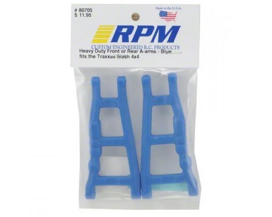 RPM Front / Rear Arms For Traxxas Slash/Stampede/Rustler/Hoss 4x4 - 1 Pair - Blue (Replace TRX3655) — image 2 of 2