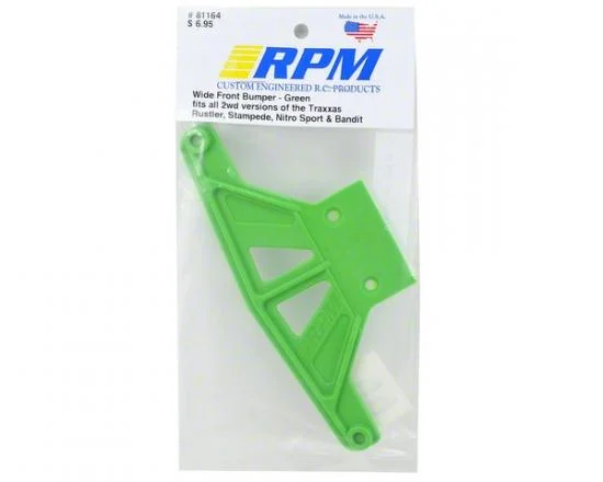 RPM Wide Front Bumper - Traxxas Rustler, Stampede, Sport And Bandit - Green — image 2 of 3
