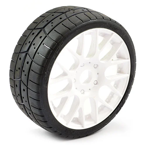 Sweep 1:8 EXP GT Tread Belted 45 Degree Tyres on White EVO16 17mm Hex Wheels (2)