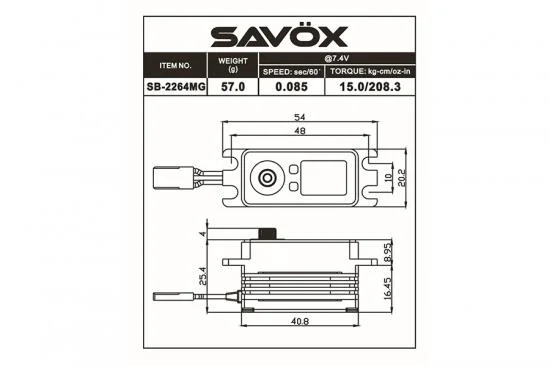 Savox Low Profile Brushless HV MG Servo - 15Kg - 0.085S — image 3 of 7