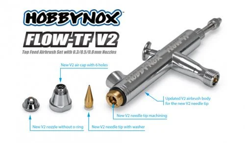 Hobbynox Flow-TF V2 Airbrush Top Feed 0.3/0.5/0.8mm — image 2 of 9