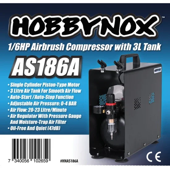 Hobbynox Airbrush Compressor 0.17HP - 3L (0 - 4 Bar) — image 3 of 3