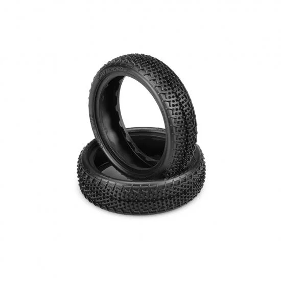 JConcepts Fuzz Bite LP 2WD Slim Buggy Front Tyres - Pink - Pre Mounted on White Wheels (2) — image 2 of 3
