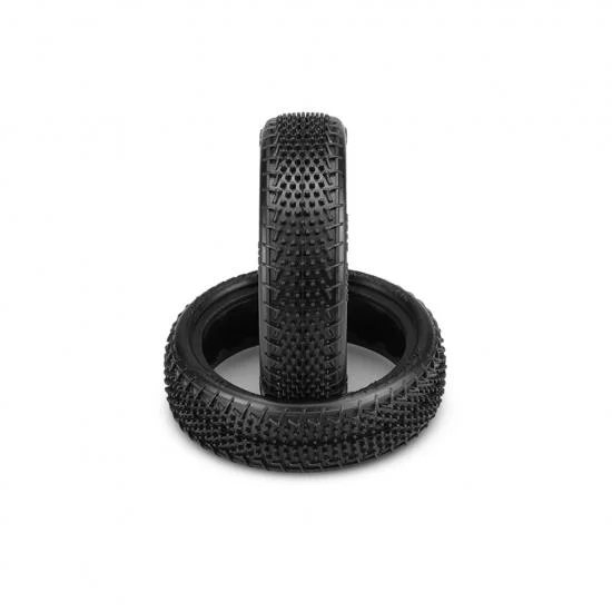 JConcepts Fuzz Bite LP 2WD Slim Buggy Front Tyres - Pink - Pre Mounted on White Wheels (2) — image 3 of 3
