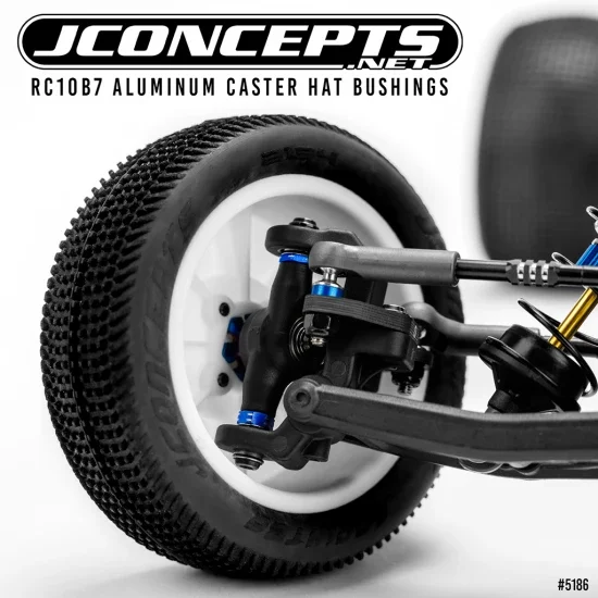J Concepts RC10B7 Aluminium Caster Hat Bushings, 4pc - Blue — image 2 of 2