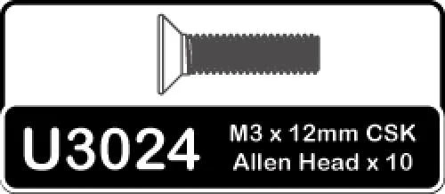 Speed Pack - M3x12 Countersunk Allen Hi Tensile (6) &mdash; image 2 of 2