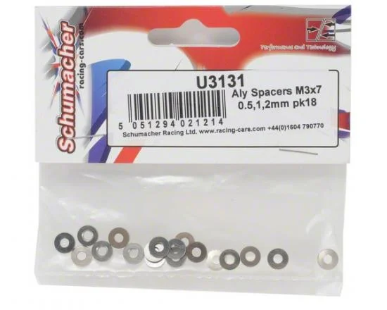 Alloy Spacers M3x7mm 0.5;1;2mm (pk18) — image 3 of 3