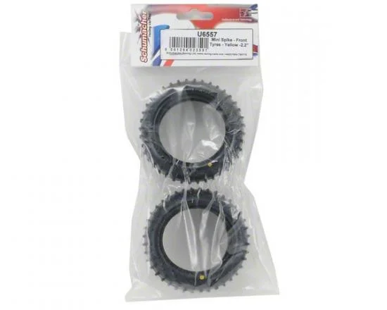 Schumacher Mini Spike 2 Front Buggy Tyres - Yellow - 1 Pair &mdash; image 3 of 4