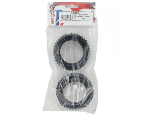 Schumacher Mini Spike Standard Slim Front Buggy Tyres - Yellow - 1 Pair &mdash; image 3 of 4