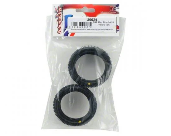 Schumacher Yellow Mini Pin Touring Car Tyres - 24/25mm Width - Pair — image 3 of 4