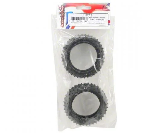 Schumacher Mini Spike 2 Front Buggy Tyres - Silver - 1 Pair &mdash; image 3 of 4