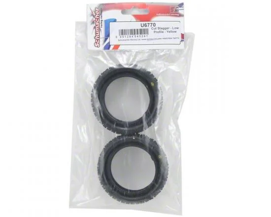 Schumacher Cut Stagger Low Profile 1:10 Buggy Front Tyres - Yellow — image 3 of 4