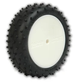 Schumacher Mini Spike 2 Tyres - Yellow - Pre Glued on 1:10 4WD Front Buggy Wheels (2) — image 2 of 4