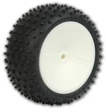 Schumacher Mini Spike 2 Tyres - Yellow - Pre Glued on 1:10 Rear Buggy Wheels (2) — image 2 of 4