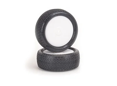 Schumacher Honeycomb Tyres - Yellow - Pre Glued on 1:10 4WD Front Buggy Wheels With Cragg Inserts (2) — image 2 of 3
