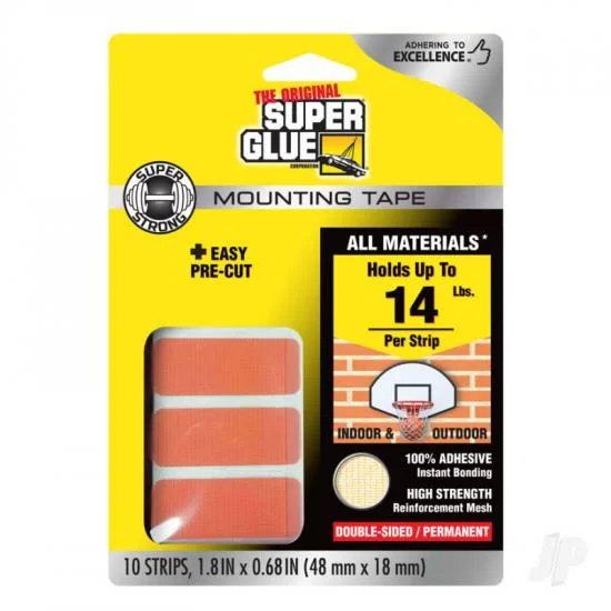 Super Glue Double-Sided Permanent Mounting Strips (10 strips, 48mmx18mm) — image 2 of 5