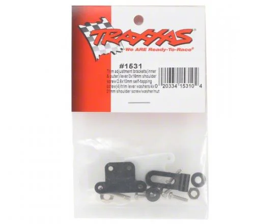 Traxxas Trim adjustment bracket (inner)/ trim adjustment bracket (outer)/trim adjustment lever/ 3x16mm shoulder screw/ 2.6x 10mm self-tapping screws (4)/ convex and concave trim lever washers/ 4x21mm double shoulder screw/ brass washers/ nuts ** CLEARANC — image 3 of 3