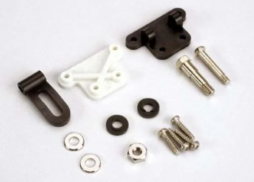 Traxxas Trim adjustment bracket (inner)/ trim adjustment bracket (outer)/trim adjustment lever/ 3x16mm shoulder screw/ 2.6x 10mm self-tapping screws (4)/ convex and concave trim lever washers/ 4x21mm double shoulder screw/ brass washers/ nuts ** CLEARANC — image 2 of 3