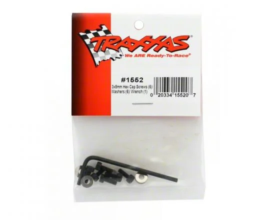 Traxxas Backplate screws (3x8mm cap-head machine) (6)/washers (6)/ wrench — image 3 of 3