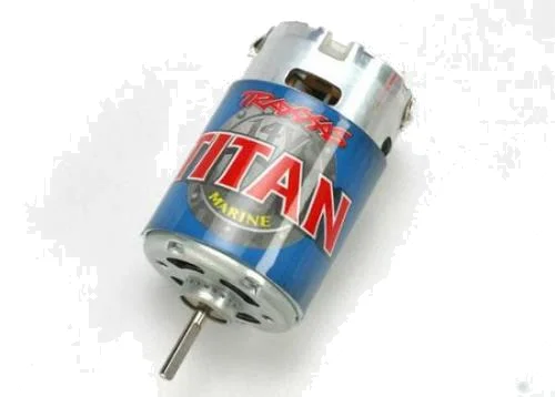 Traxxas Titan marine 550 motor fan-cooled 14 volts 24-turns. Includes motor capacitors. Does not include wires or connectors (requires soldering) — image 2 of 4