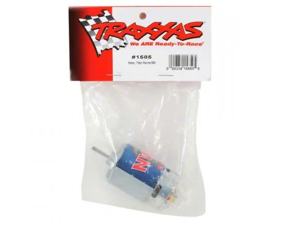 Traxxas Titan marine 550 motor fan-cooled 14 volts 24-turns. Includes motor capacitors. Does not include wires or connectors (requires soldering) — image 3 of 4