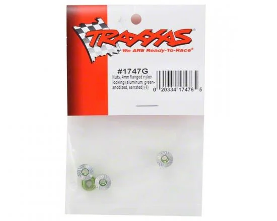 Traxxas M4 Flanged Nylon Locking Nuts - Serrated Green Aluminium (4) — image 3 of 3