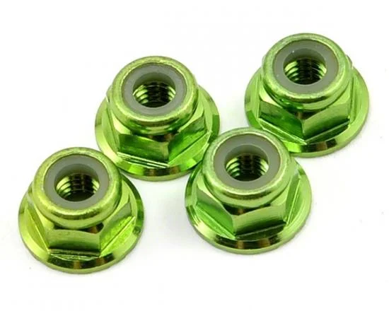 Traxxas M4 Flanged Nylon Locking Nuts - Serrated Green Aluminium (4) — image 2 of 3