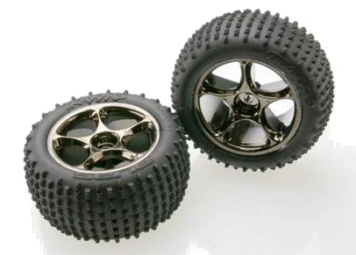 Traxxas Alias Tires with Tracer 2.2 Black Chrome Wheels (assembled glued) (rear) (TSM rated) &mdash; image 2 of 3