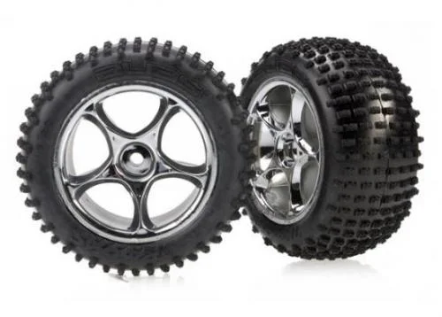 Traxxas Alias Tires with Tracer 2.2 Chrome Wheels (assembled glued) (rear) — image 2 of 3