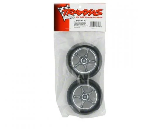 Traxxas Alias Ribbed Tires with Tracer 2.2 Chrome Wheels (assembled glued) (front) — image 3 of 3