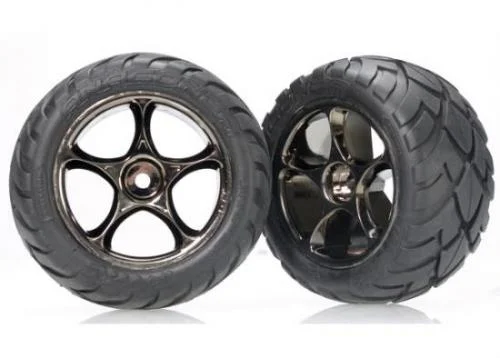 Traxxas Anaconda Tires with Tracer 2.2 Black Chrome Wheels (assembled glued) (rear) — image 2 of 3