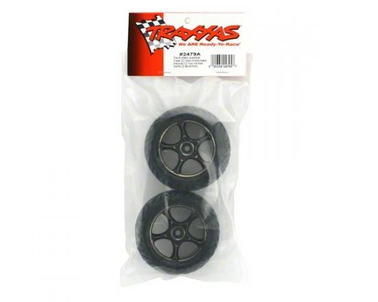 Traxxas Anaconda Tires with Tracer 2.2 Black Chrome Wheels (assembled glued) (front) &mdash; image 3 of 3