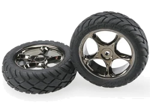 Traxxas Anaconda Tires with Tracer 2.2 Black Chrome Wheels (assembled glued) (front) &mdash; image 2 of 3