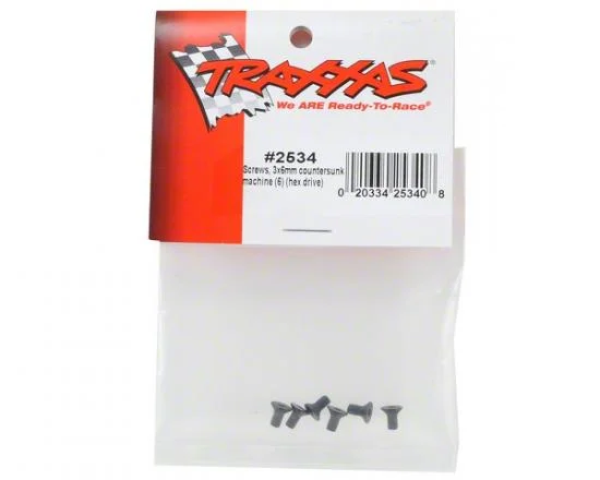 Traxxas Screws 3x6mm countersunk machine (6) (hex drive) — image 3 of 3
