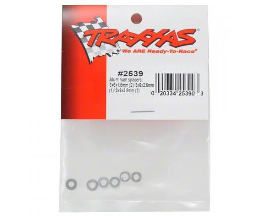 Traxxas Aluminium spacers: 3x6x1.5mm (2)/ 3x6x2.5mm (1)/ 3x6x3.8mm (2) — image 3 of 3