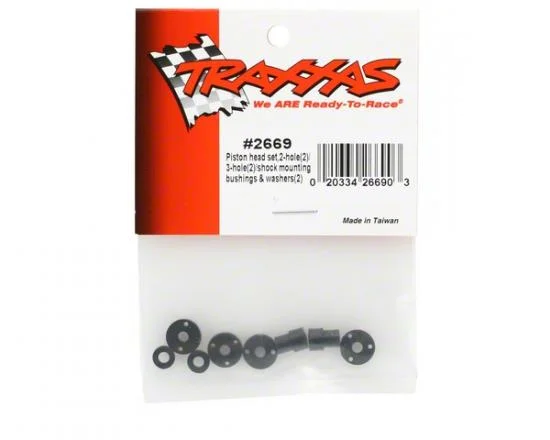 Traxxas Piston head set (2-hole (2)/ 3-hole (2)/ Shock mounting bushings washers (2) (Big Bore Shocks) &mdash; image 3 of 3