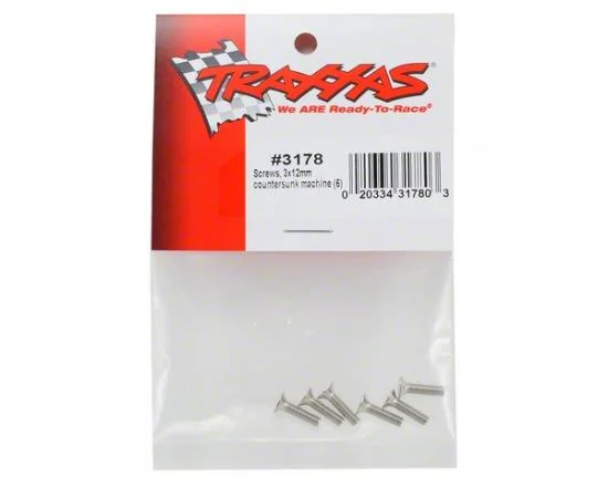 Traxxas Screws 3x12mm countersunk machine (6) &mdash; image 3 of 3
