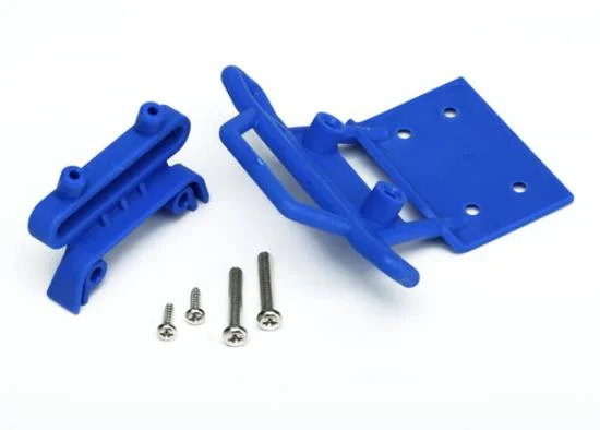 Traxxas Bumper front / bumper mount front / 4x23mm RM (2)/ 3x10mm RST (2) (blue) — image 2 of 3