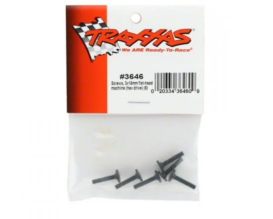 Traxxas Screws 3x15mm flat-head machine (hex drive) (6) — image 3 of 3