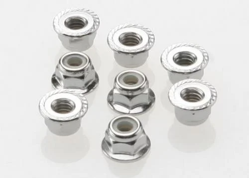 Traxxas M4 Nuts - Flanged Nylon Locking Steel Serrated (8) — image 2 of 3