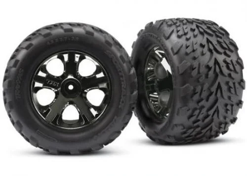 Traxxas Talon tires All-Star black chrome wheels foam inserts (assembled and glued) (nitro rear/ electric front) (2) (TSM rated) — image 2 of 3