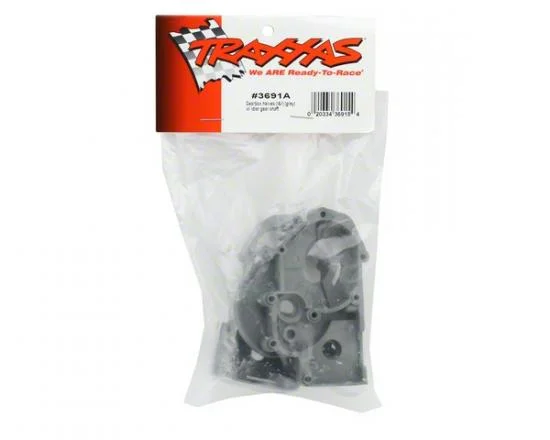 Traxxas Gearbox halves (L R) (grey) w/ idler gear shaft &mdash; image 3 of 3