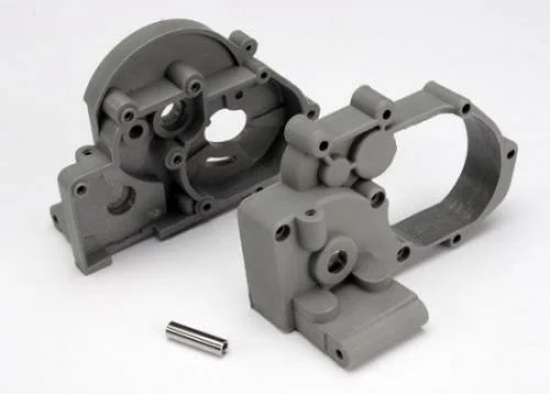 Traxxas Gearbox halves (L R) (grey) w/ idler gear shaft &mdash; image 2 of 3