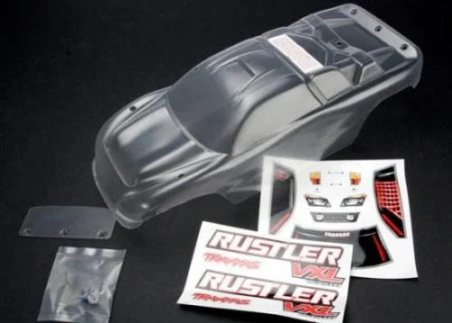 Traxxas Body Rustler (clear requires painting)/window lights decal sheet/ wing and Aluminium hardware — image 2 of 3