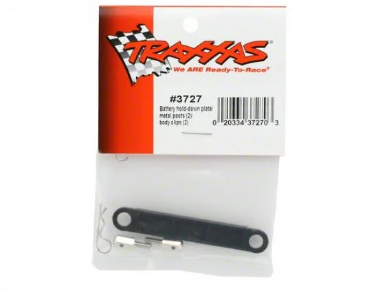 Traxxas Battery hold-down plate (black)/ metal posts (2)/body clips (2) &mdash; image 2 of 2