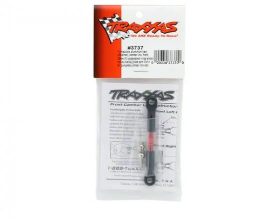 Traxxas Turnbuckle Aluminium (red-anodized) camber link front 39mm (1) (assembled w/rod ends)/hollow balls (2)(See part 3741X for complete camber link set) — image 2 of 2