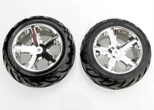 Traxxas Anaconda tires All Star chrome wheels assembled glued (with foam inserts) (electric rear) (1 left 1 right) — image 2 of 3