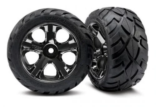 Traxxas Anaconda Tyres Pre Glued On All Star Black Chrome Wheels - 12mm Hex (2WD Elec Rear) &mdash; image 2 of 3